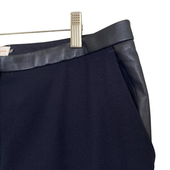 Tory Burch Christy Wool Blend Leather Trim Ankle Pants - Picture 3 of 6